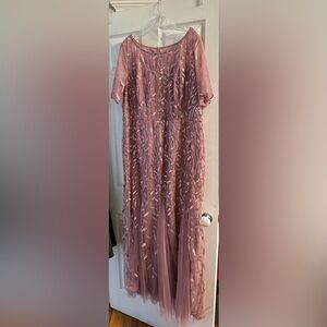Elegant Pink Embroidered Gown